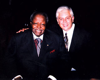 Dr. Oscar Peterson with Paul Keller at the Grand Opening of the Rose Theatre in Brampton, Ontario, Canada November, 2006.
